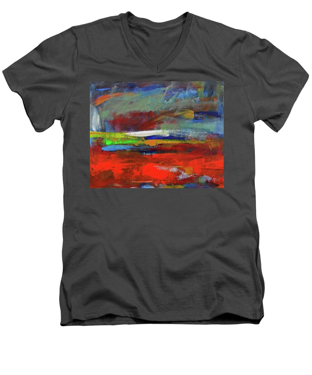 Yosemite National Park Men's V-Neck T-Shirt featuring the painting Winter beginnings by Walter Fahmy