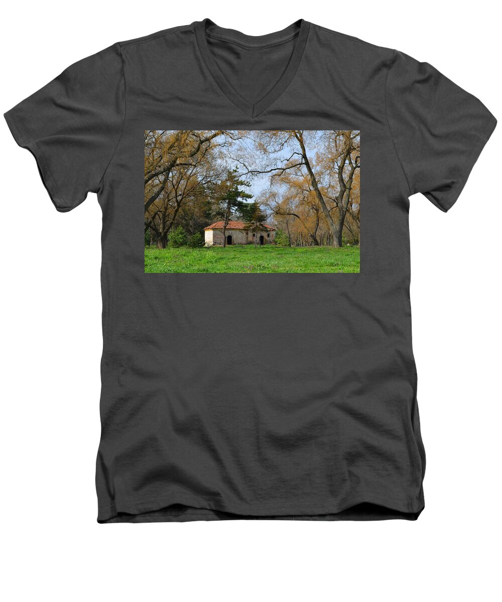 Forest Men's V-Neck T-Shirt featuring the photograph Winter is gone by Rumiana Nikolova