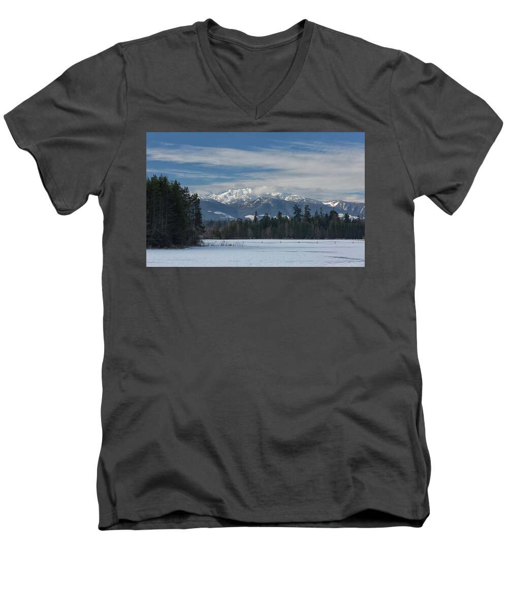 Snow Men's V-Neck T-Shirt featuring the photograph Winter by Randy Hall