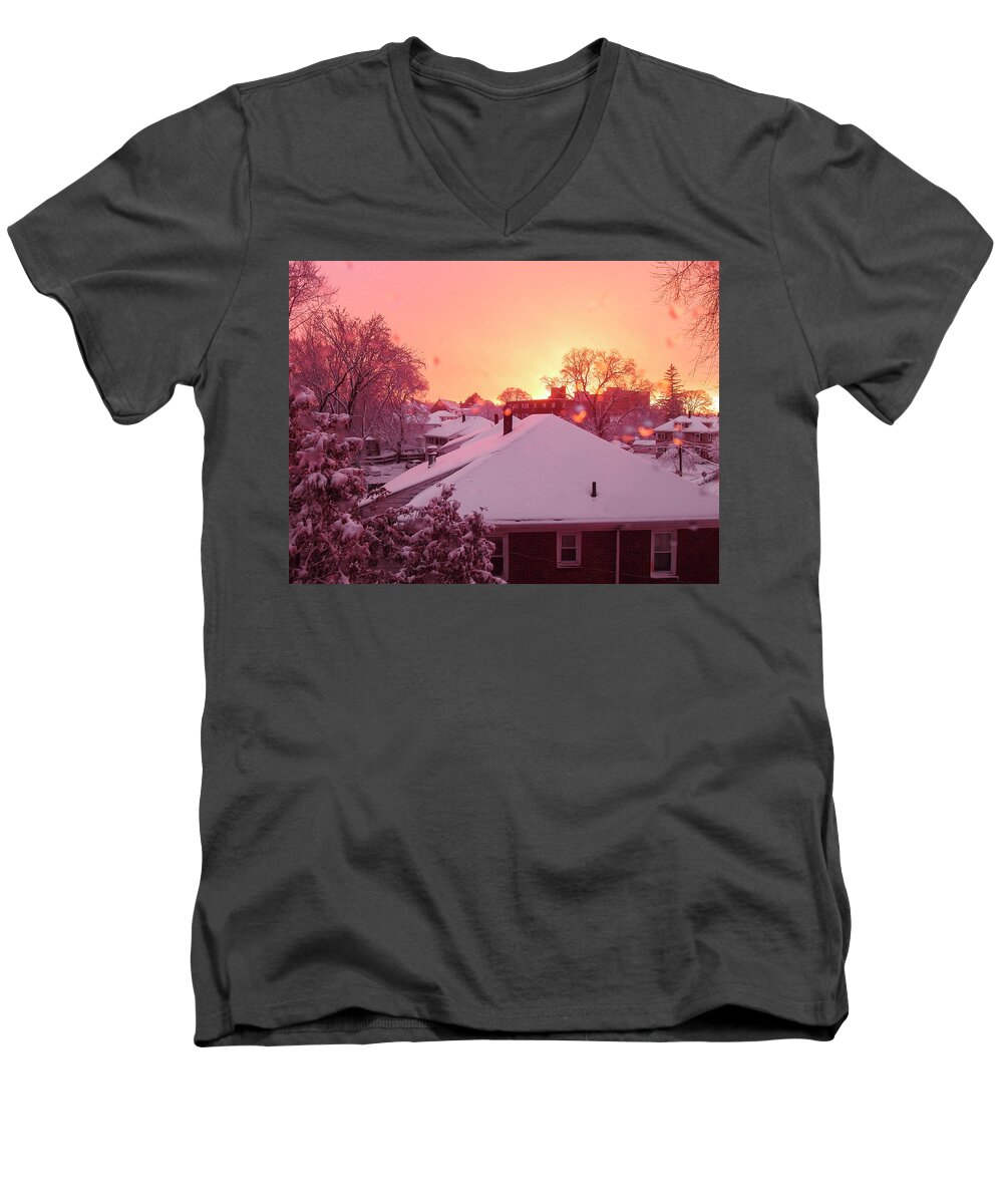 Massachusetts Men's V-Neck T-Shirt featuring the photograph Winter Sunset by Christopher Brown