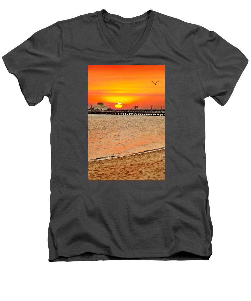 Melbourne Men's V-Neck T-Shirt featuring the photograph Wish You Were Here by Az Jackson