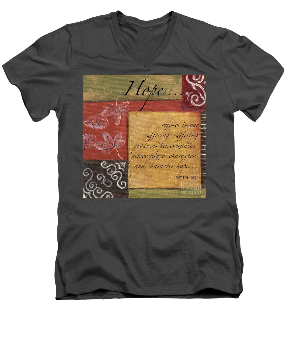 Hope Men's V-Neck T-Shirt featuring the painting Words To Live By Hope by Debbie DeWitt