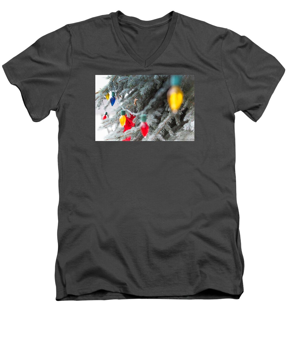 Christmas Men's V-Neck T-Shirt featuring the photograph Wrap a tree in color by Lora Lee Chapman