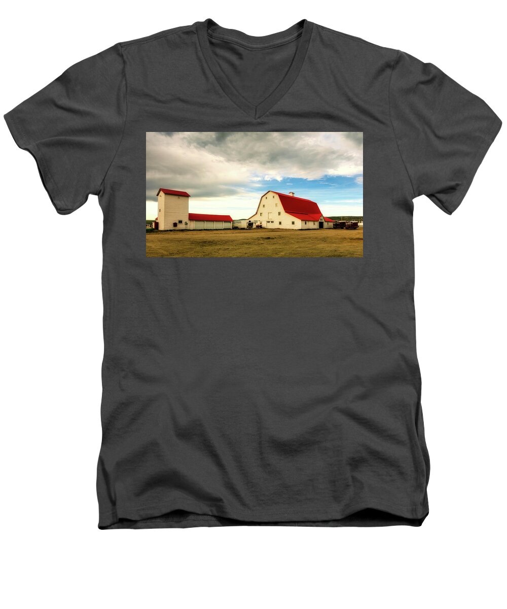 Carbon County Men's V-Neck T-Shirt featuring the photograph Wyoming Ranch by Mountain Dreams