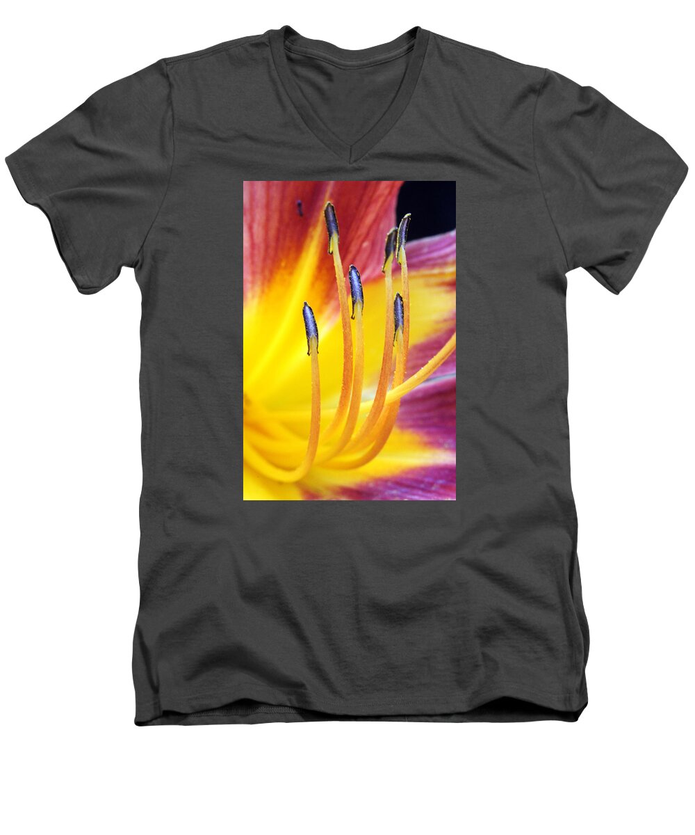Flowers Men's V-Neck T-Shirt featuring the photograph Yellow and Red by Jennifer Robin