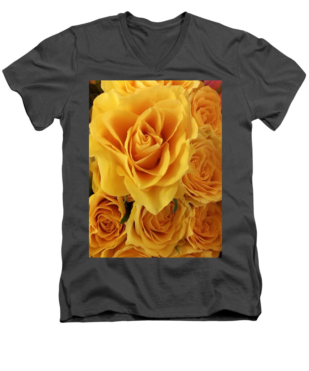 Rose Men's V-Neck T-Shirt featuring the photograph Yellow joy by Rosita Larsson