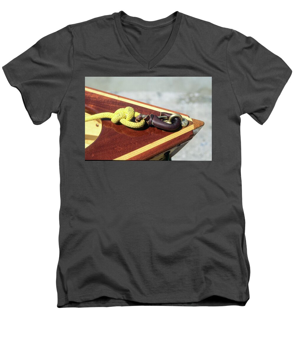 Sailboat Men's V-Neck T-Shirt featuring the photograph Yellow line by David Shuler