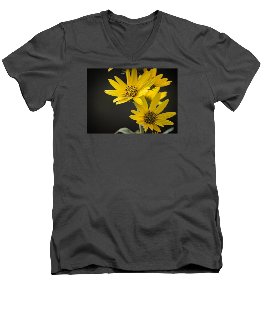 Flower Men's V-Neck T-Shirt featuring the photograph Yellow by Ricky Barnard