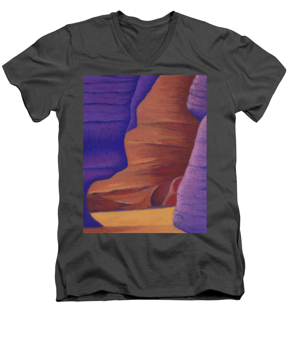 Antelope Canyon Men's V-Neck T-Shirt featuring the pastel Yin Yang by Anne Katzeff