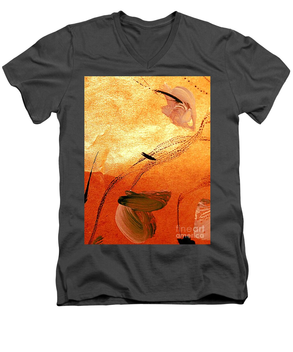 Abstract Imaginary Flowers Men's V-Neck T-Shirt featuring the painting Ying and Yang Flowers by Nancy Kane Chapman