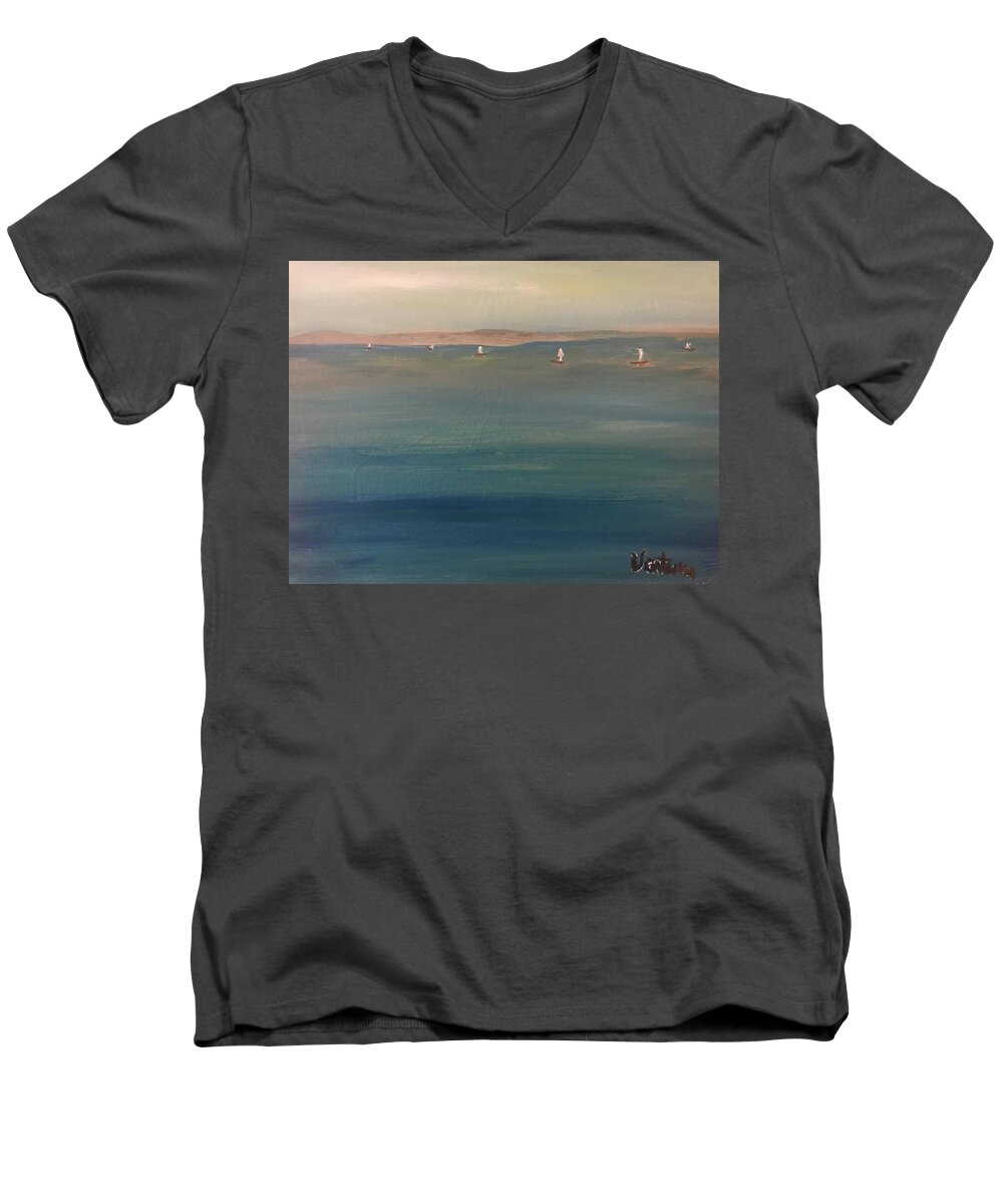 Mist Men's V-Neck T-Shirt featuring the painting You are but a mist by Clare Ventura