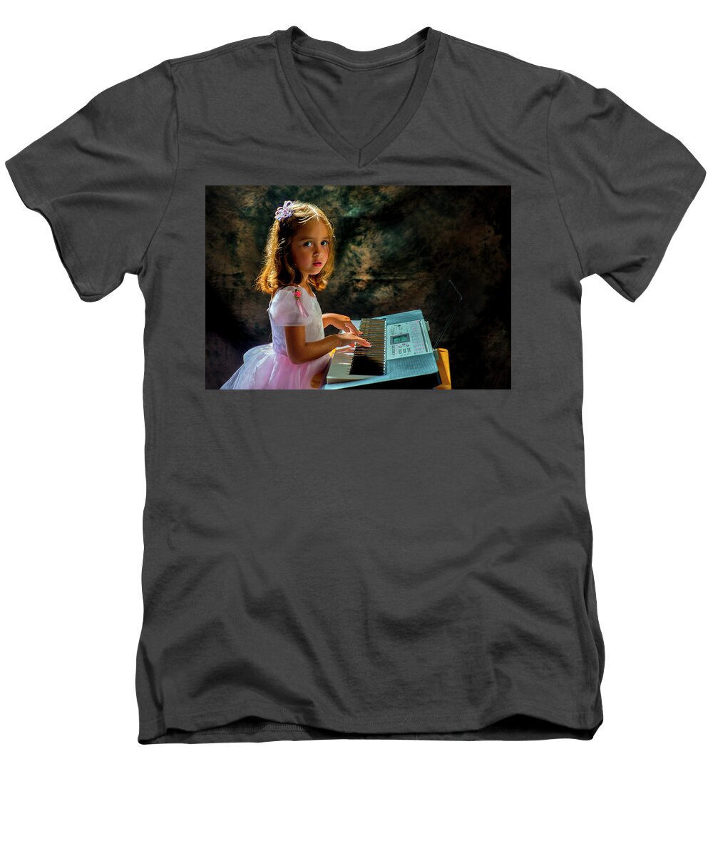 Music Men's V-Neck T-Shirt featuring the photograph Young Musician by Kevin Cable
