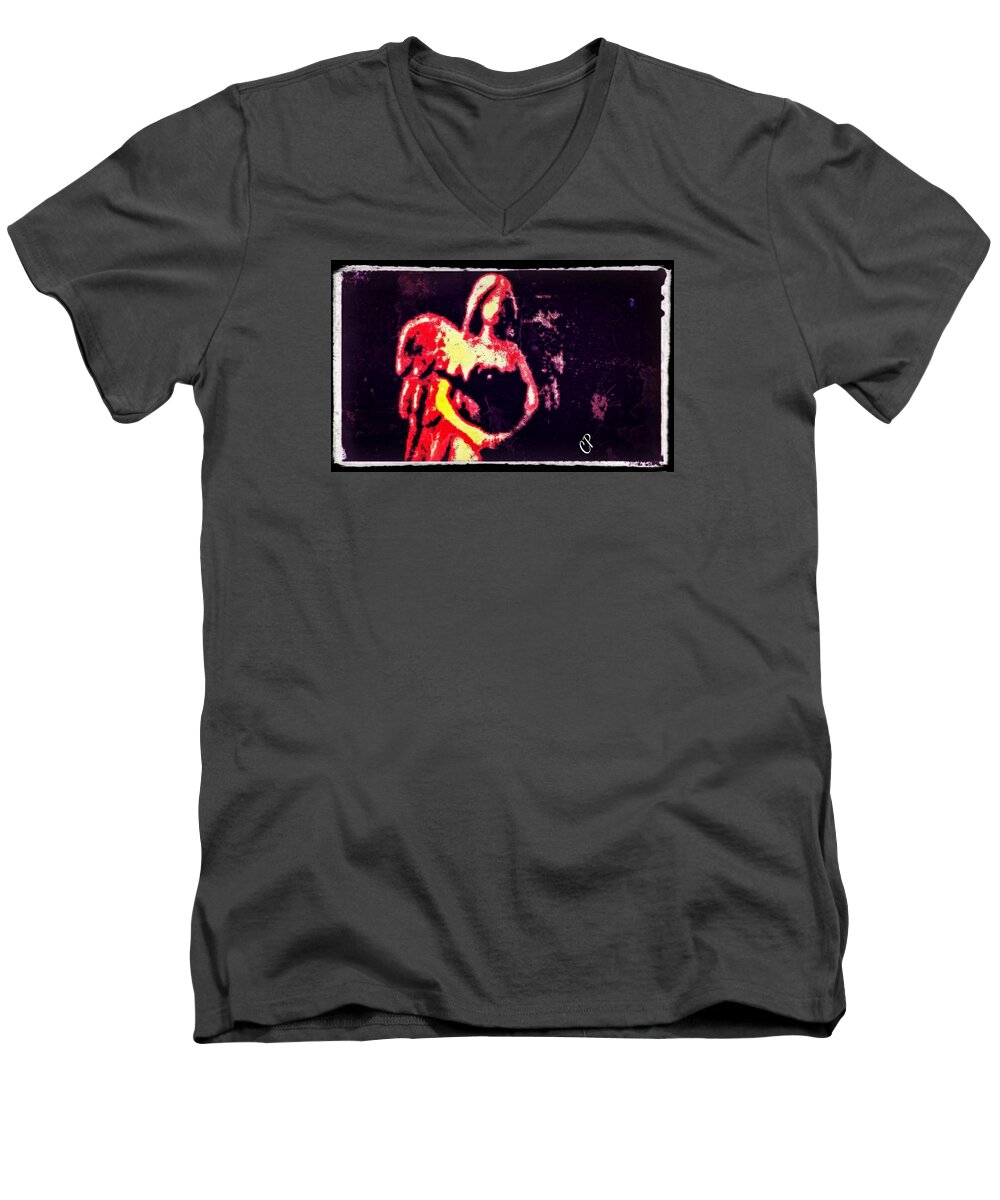 Angel Men's V-Neck T-Shirt featuring the digital art Zara by Christine Paris