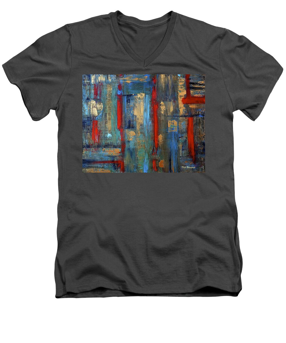 Abstract Men's V-Neck T-Shirt featuring the painting Zen by Dick Bourgault