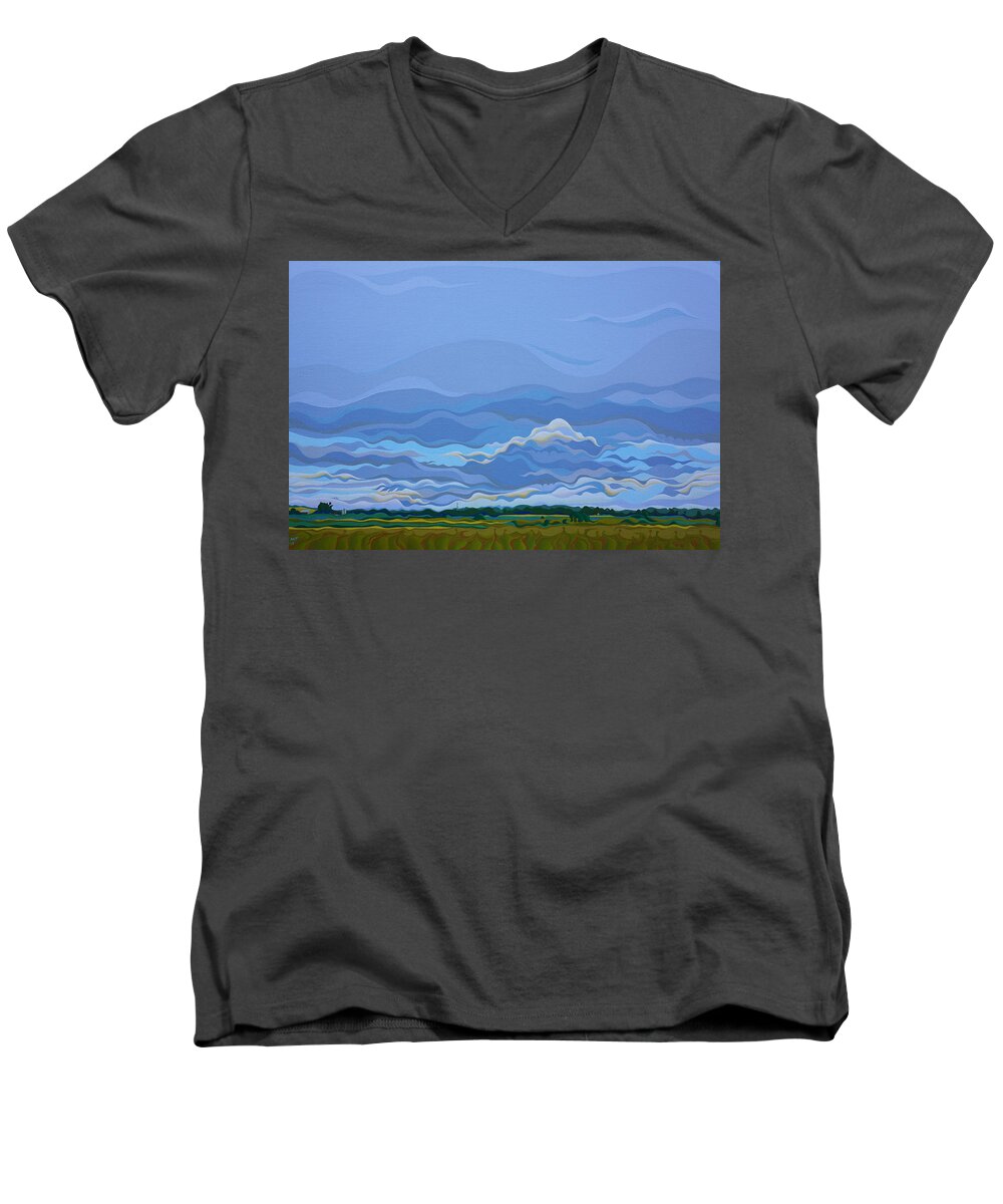Zen Men's V-Neck T-Shirt featuring the painting Zen Sky by Amy Ferrari