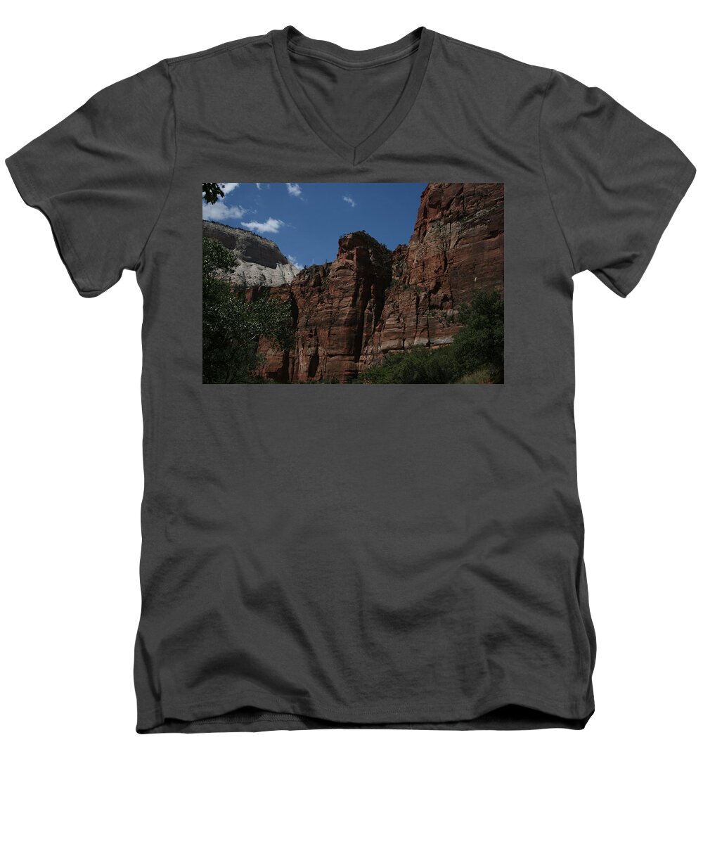 Zion National Park Men's V-Neck T-Shirt featuring the photograph Zion 5 by Grant Washburn