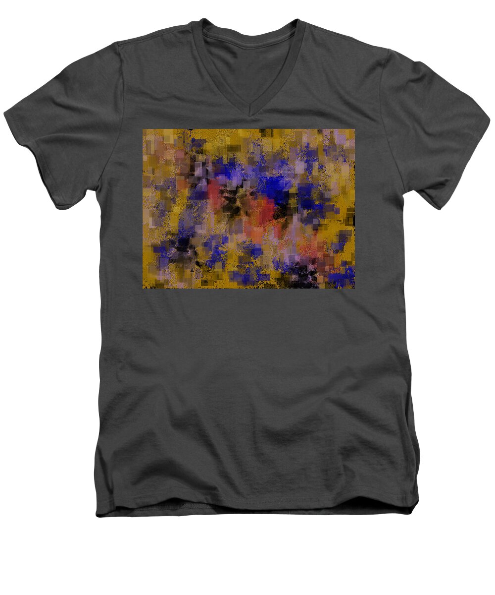 Blue Men's V-Neck T-Shirt featuring the digital art Zonal Warfare by Cheryl Charette