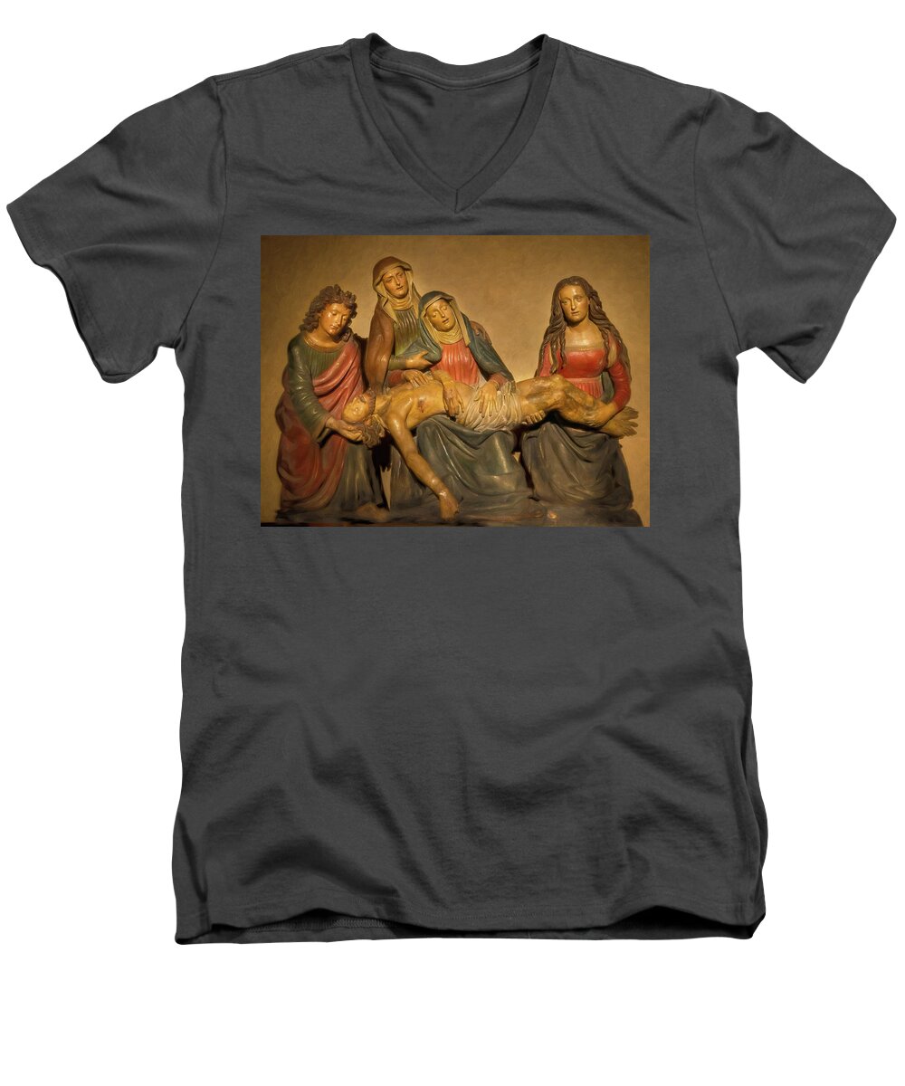 Sacred Men's V-Neck T-Shirt featuring the photograph Churches of Italy - Fiesole #1 by Andy Romanoff