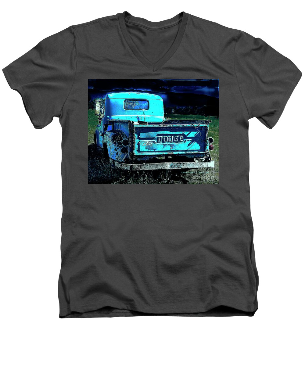 Santa Men's V-Neck T-Shirt featuring the photograph Green Dodge #2 by Charles Muhle