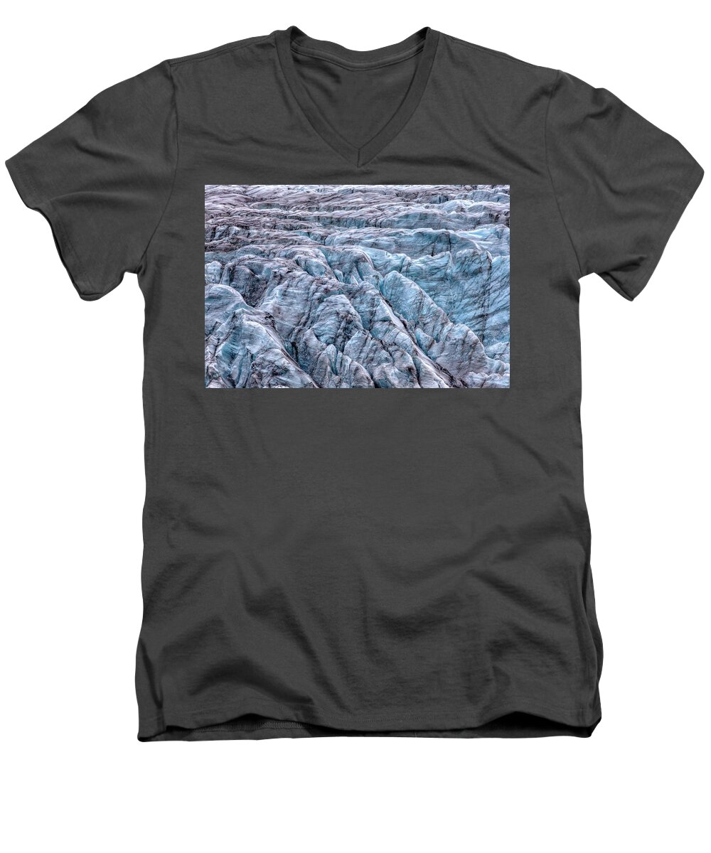 Drone Men's V-Neck T-Shirt featuring the photograph Iceland Glacier by David Letts