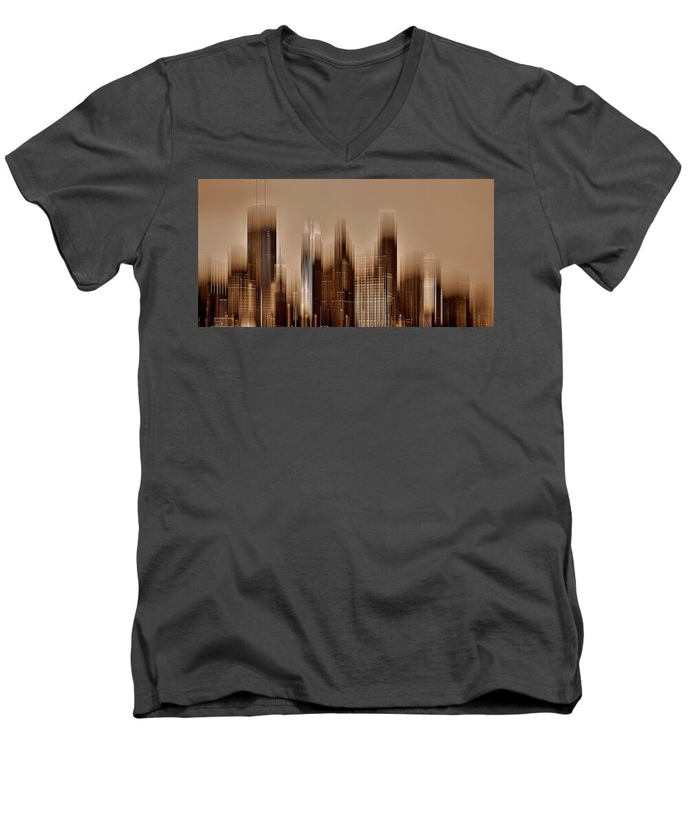 Minneapolis Men's V-Neck T-Shirt featuring the digital art Minneapolis 2 by David Manlove