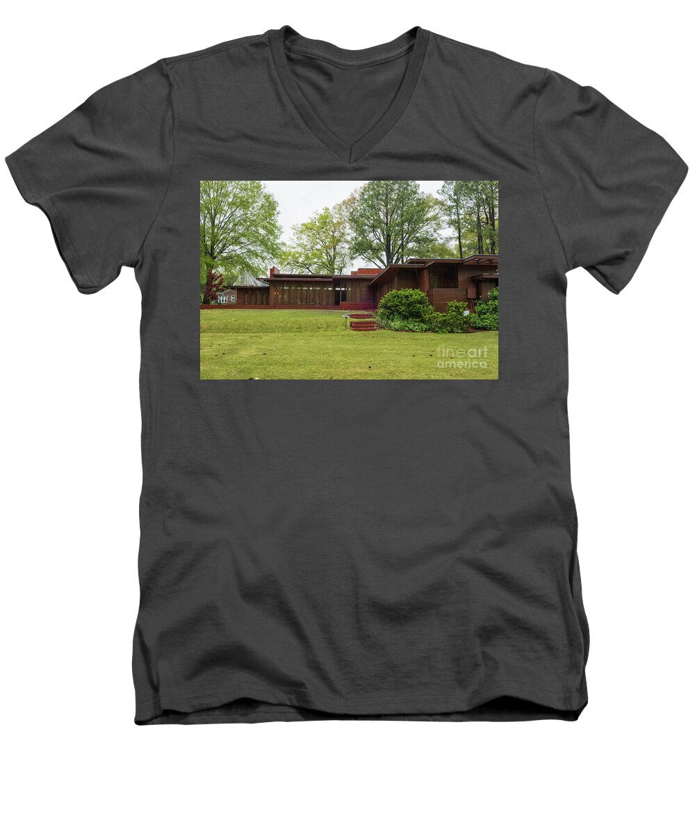 Alabama Men's V-Neck T-Shirt featuring the photograph Rosenbaum House by Frank Lloyd Wright in Florence by Patricia Hofmeester