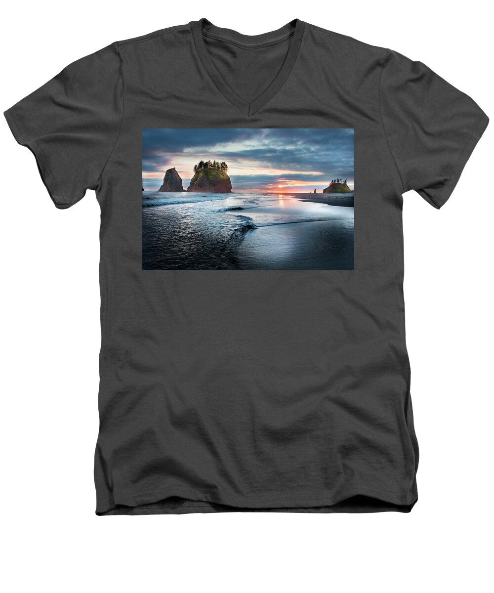 Coastline Men's V-Neck T-Shirt featuring the photograph Second Beach #1 by David Chasey