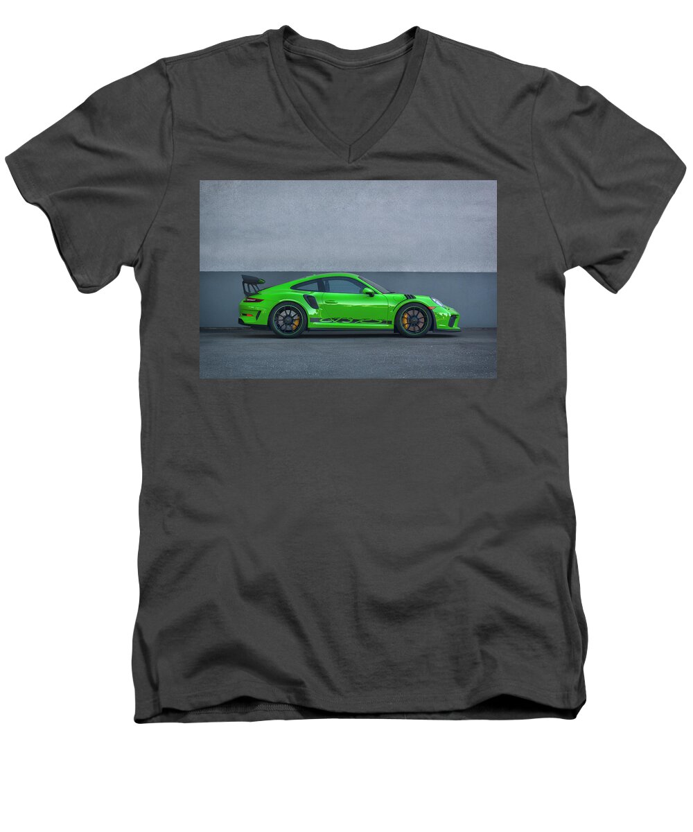 Cars Men's V-Neck T-Shirt featuring the photograph #Porsche 911 #GT3RS #Print #3 by ItzKirb Photography