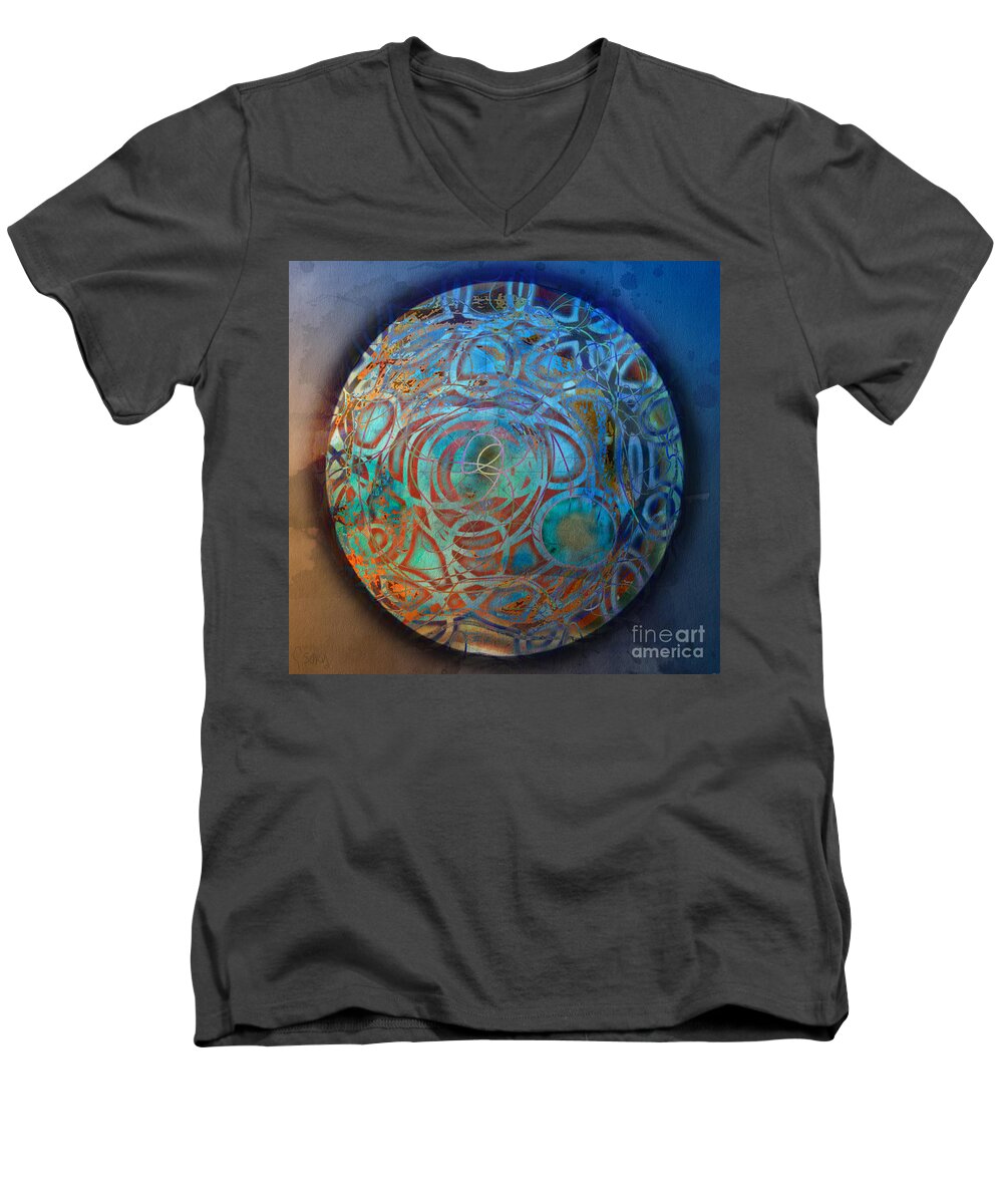 Abstract Men's V-Neck T-Shirt featuring the digital art 3D Sphere by Gabrielle Schertz