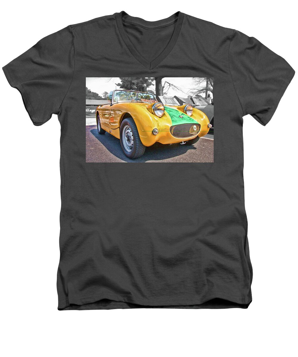 Car Men's V-Neck T-Shirt featuring the photograph '61 Austin Healey Sprite #61 by Daniel Adams