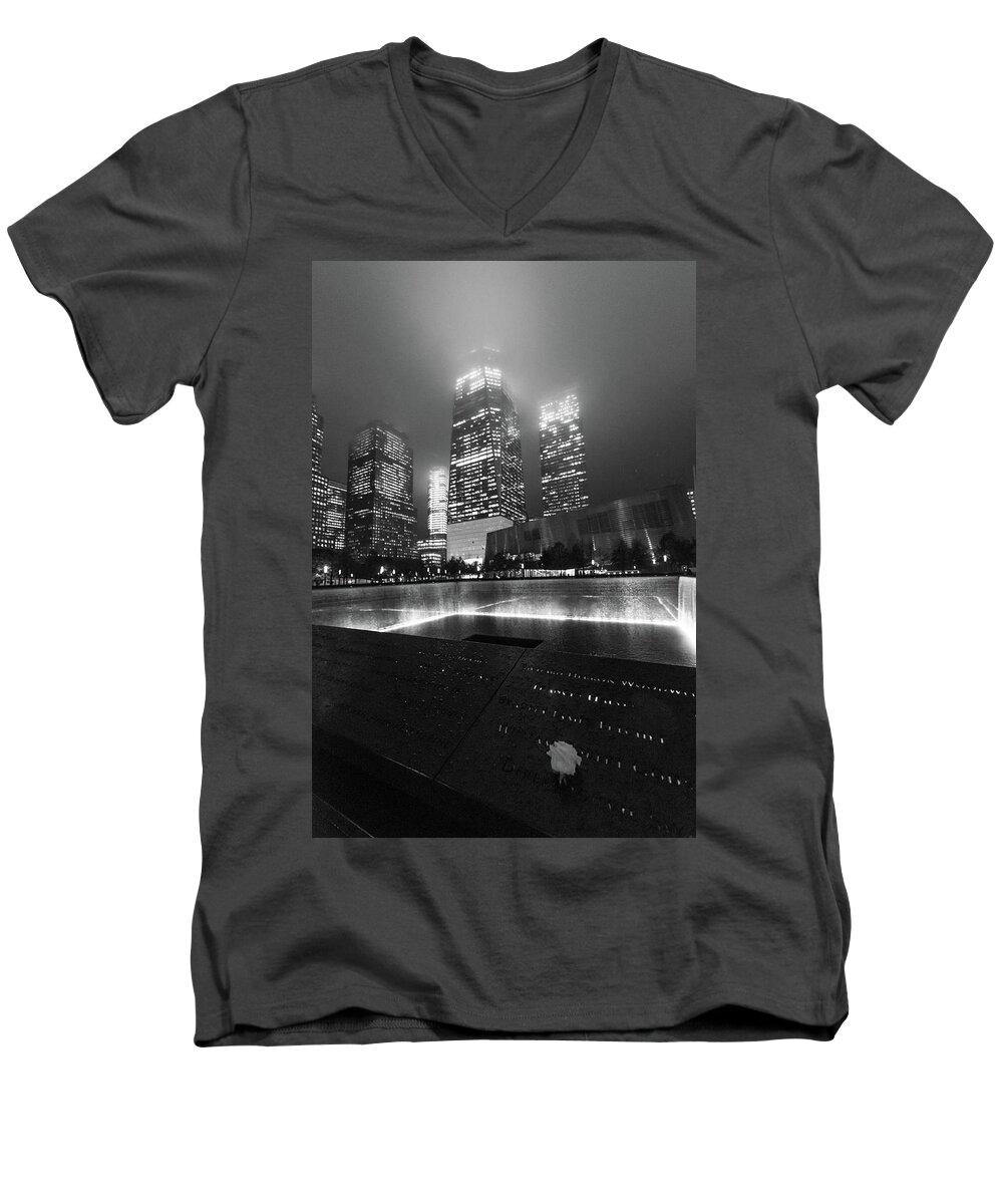 Memorial Men's V-Neck T-Shirt featuring the photograph A Rose in the Darkness by Alex Lapidus