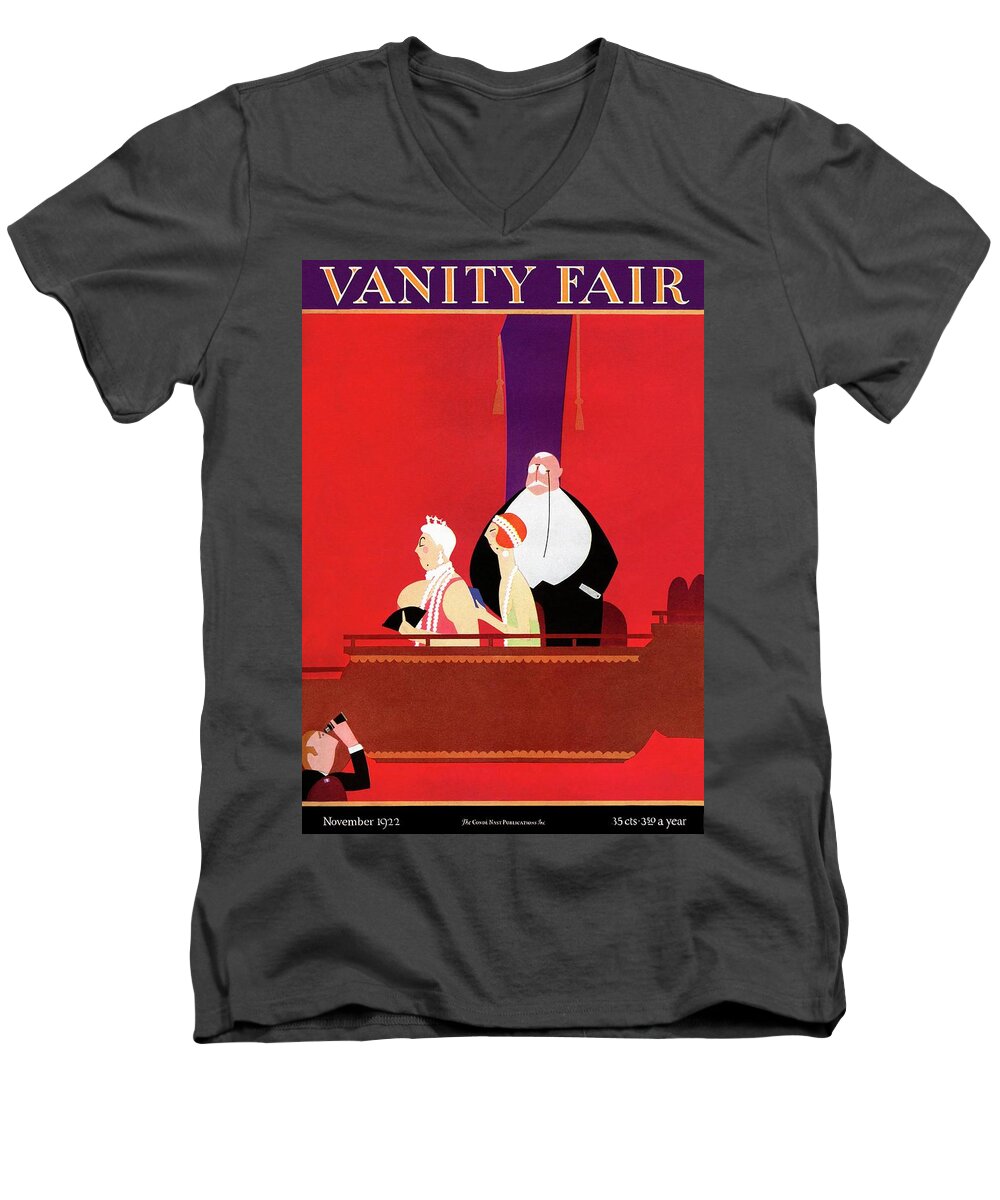 #new2022 Men's V-Neck T-Shirt featuring the painting A Vanity Fair Cover Of Opera-goers by George H Clisbee