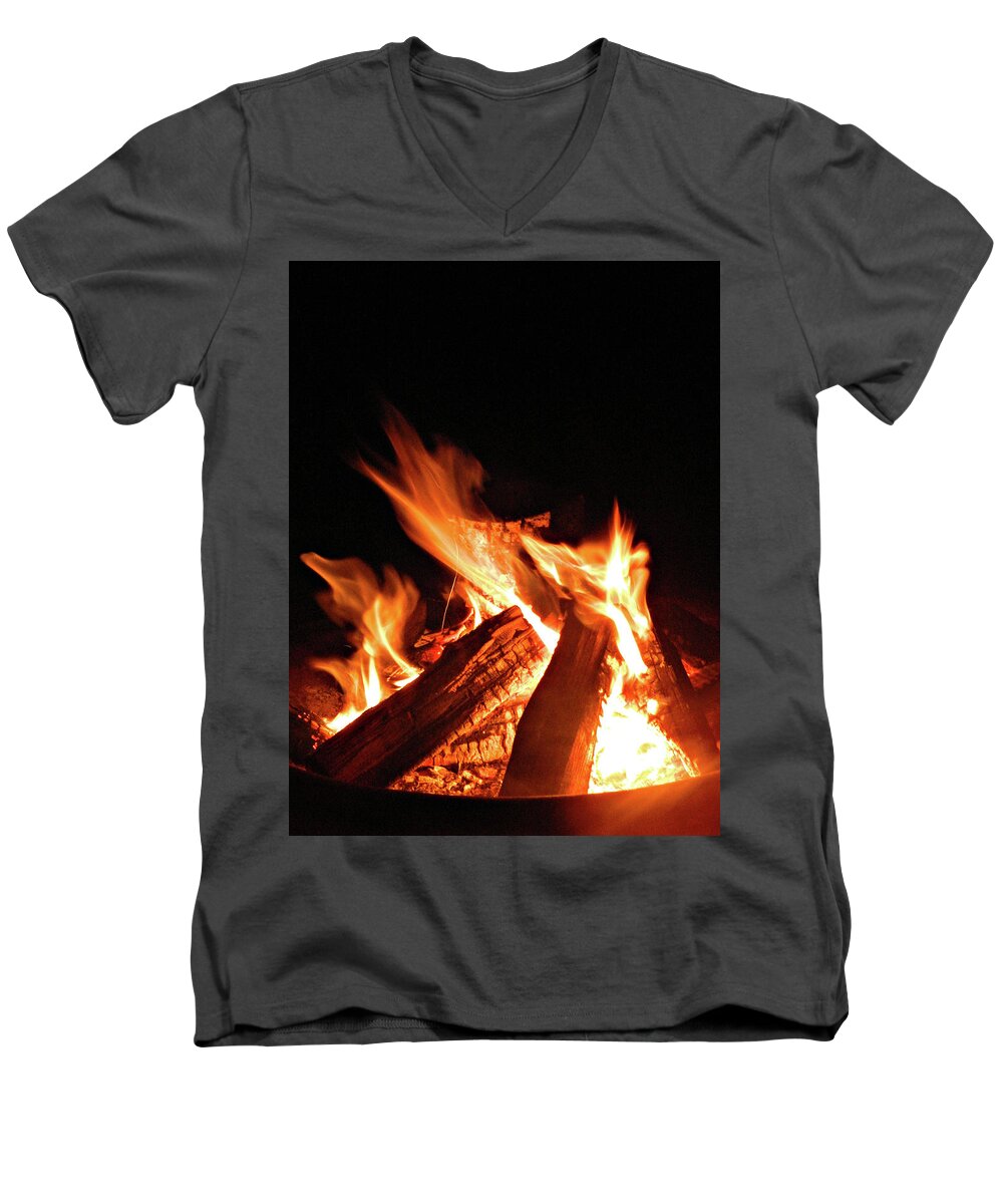 All Fired Up Men's V-Neck T-Shirt featuring the photograph All Fired Up 10 by Cyryn Fyrcyd
