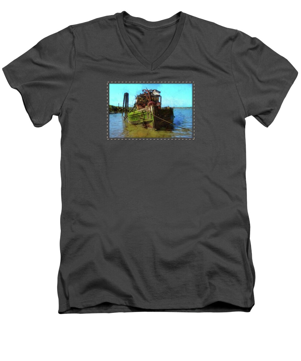 Wrecked Boat Men's V-Neck T-Shirt featuring the photograph Bad Water Day by Thom Zehrfeld