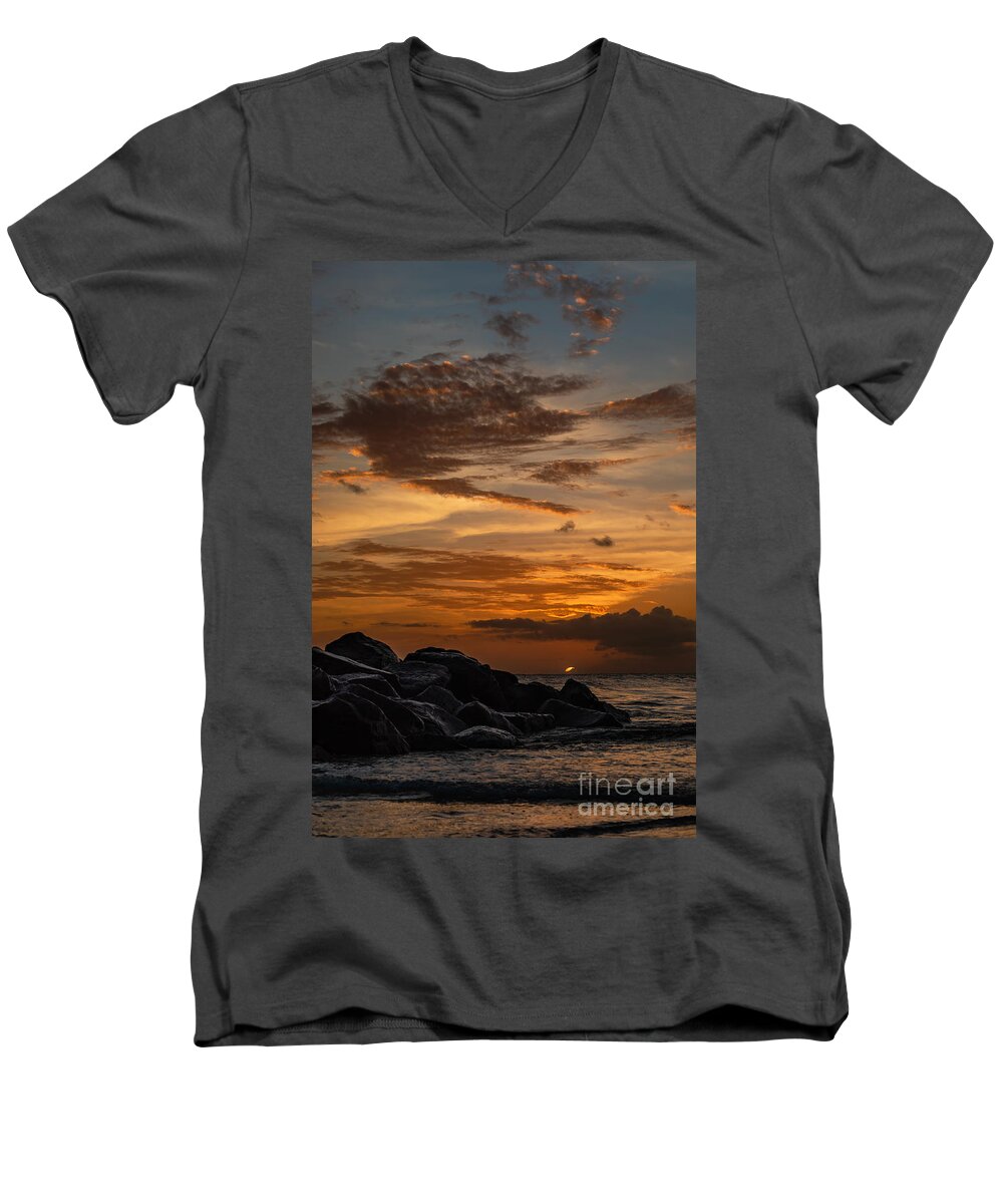 Photography Men's V-Neck T-Shirt featuring the photograph Barbados Sunset Clouds by Alma Danison