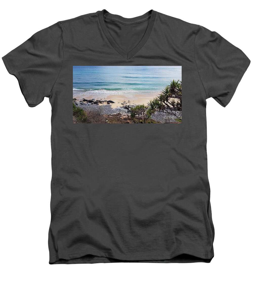 Landscape Men's V-Neck T-Shirt featuring the photograph Beautiful Noosa Beach by Cassy Allsworth