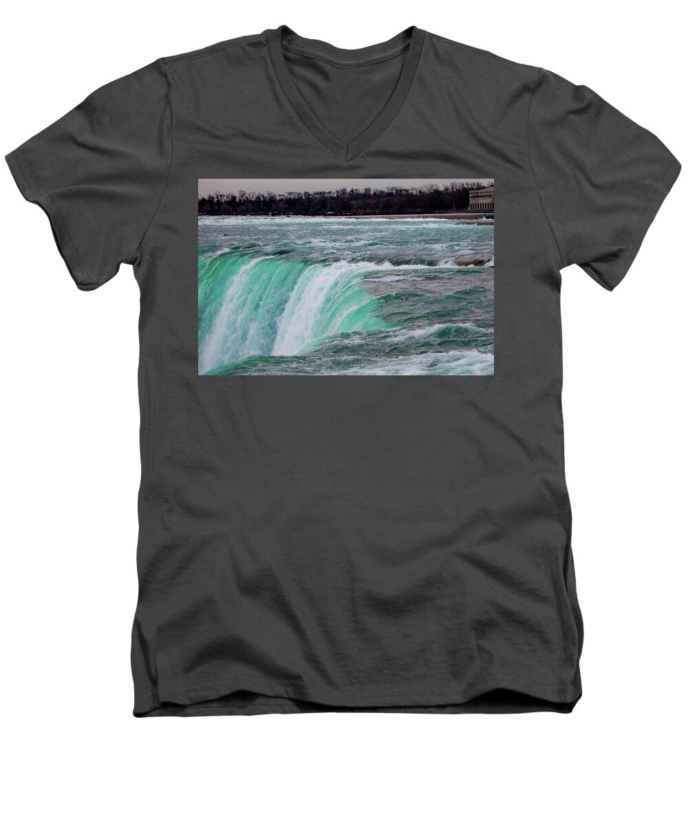 Niagara Falls Men's V-Neck T-Shirt featuring the photograph Before the Falls by Lora J Wilson
