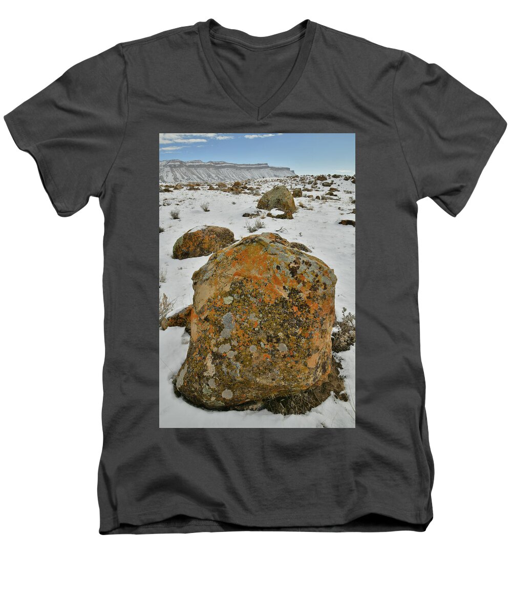 Book Cliffs Men's V-Neck T-Shirt featuring the photograph Book Cliff Color by Ray Mathis