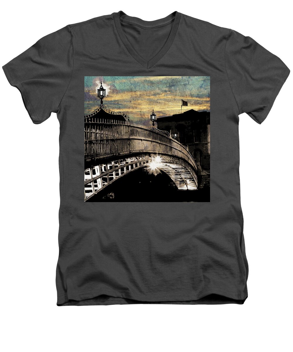 Jason Casteel Men's V-Neck T-Shirt featuring the digital art Bridge III by Jason Casteel