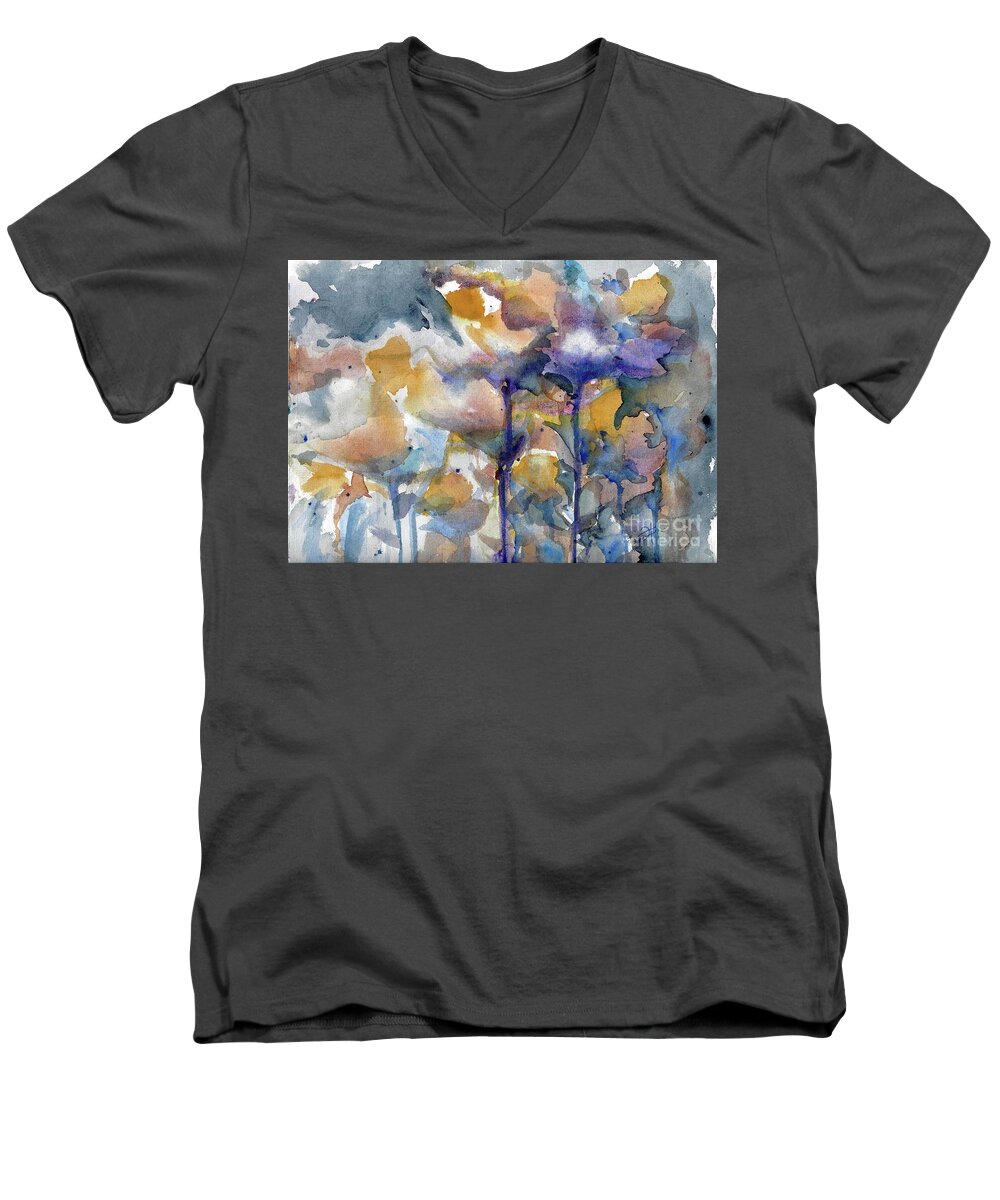 St Barts Men's V-Neck T-Shirt featuring the painting Buttercup Storm by Francelle Theriot