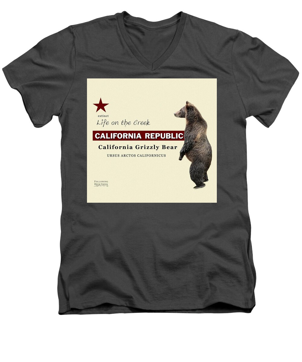  Men's V-Neck T-Shirt featuring the digital art California Grizzly by Lisa Redfern
