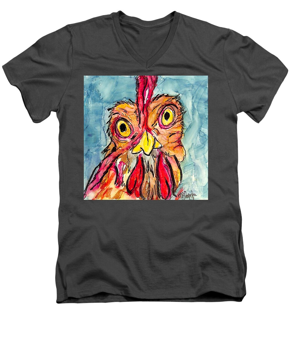 Chicken Head Men's V-Neck T-Shirt featuring the painting Chicken Head 4 by Patty Donoghue