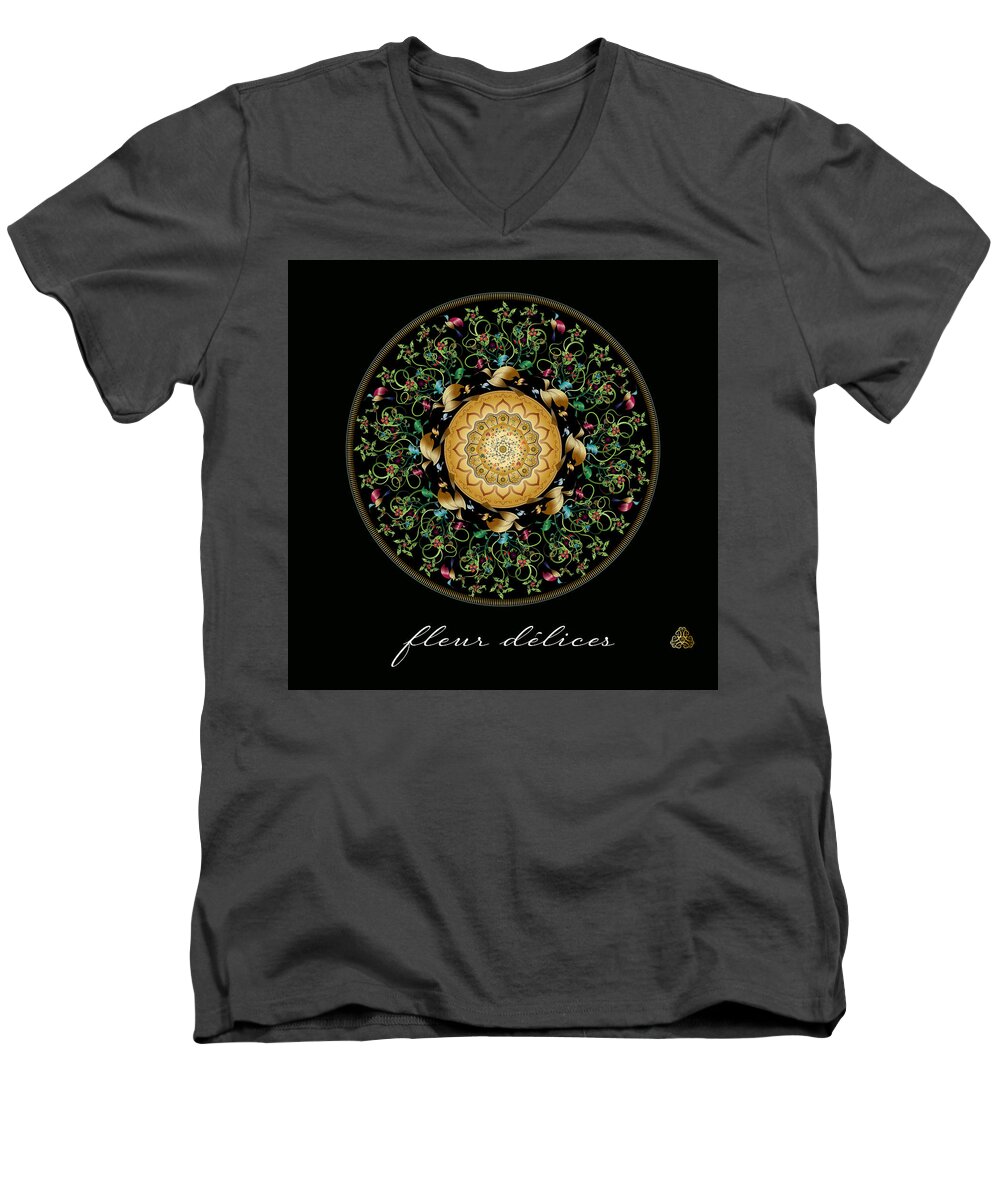 Mandala Men's V-Neck T-Shirt featuring the digital art Circumplexical No 3954 by Alan Bennington