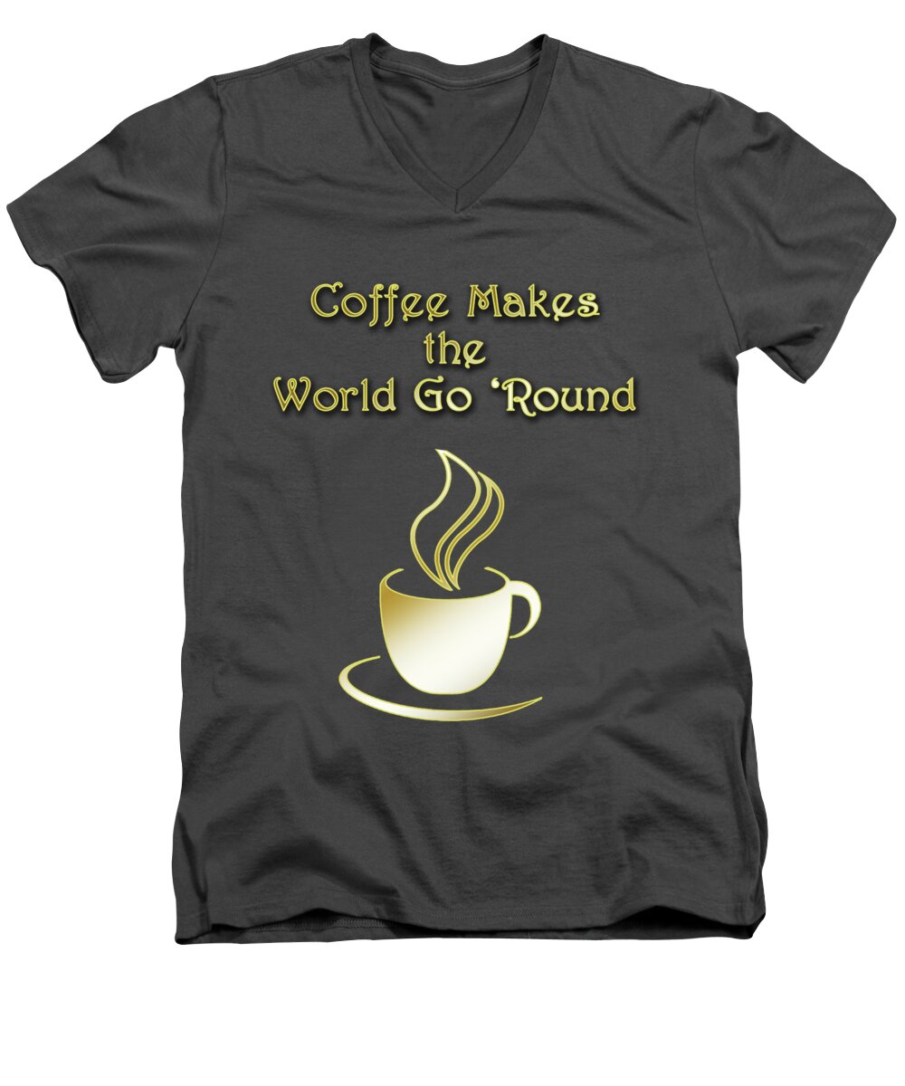 Staley Men's V-Neck T-Shirt featuring the digital art Coffee Aroma by Chuck Staley