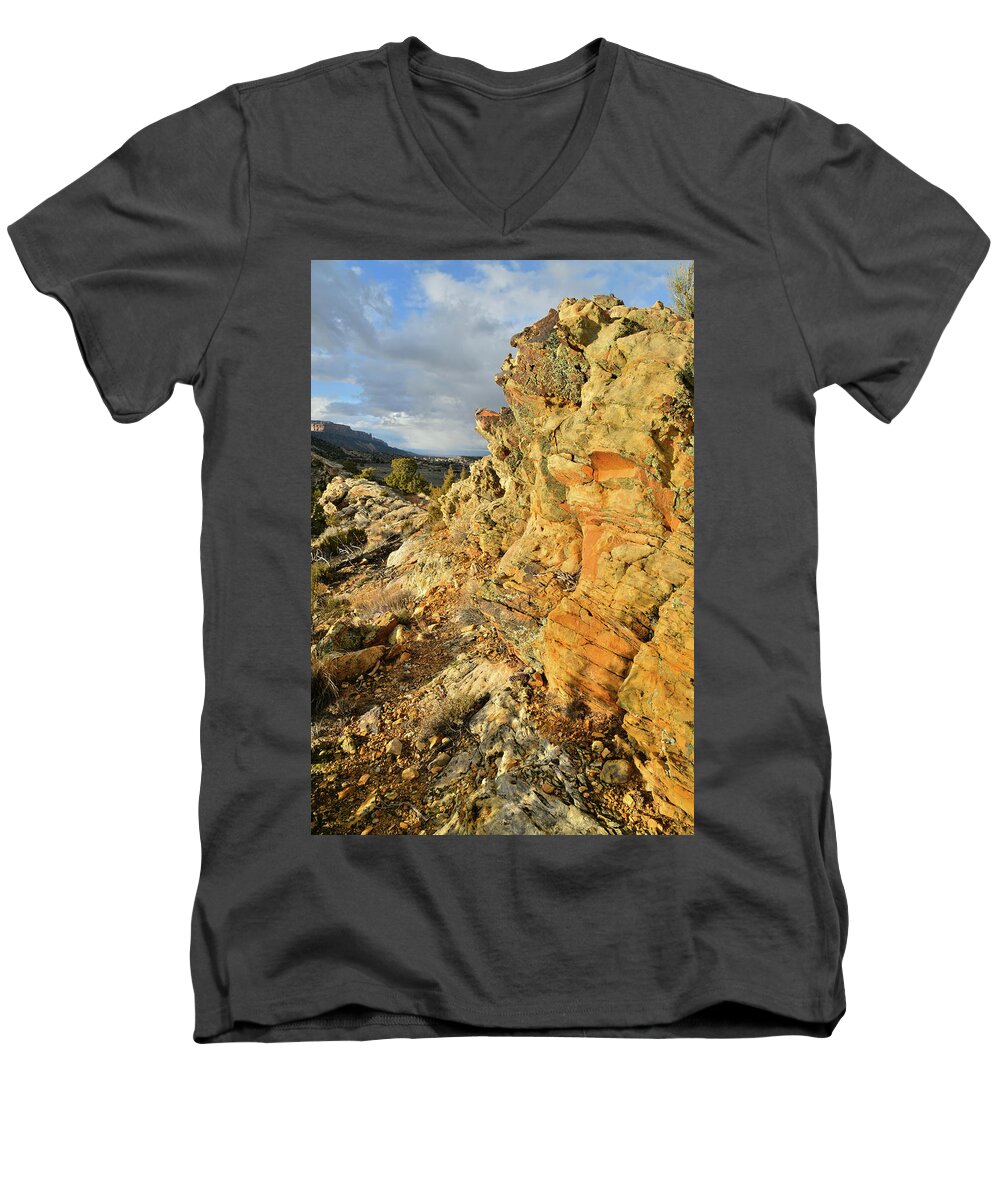 Colorado National Monument Men's V-Neck T-Shirt featuring the photograph Colorful Entrance to Colorado National Monument by Ray Mathis
