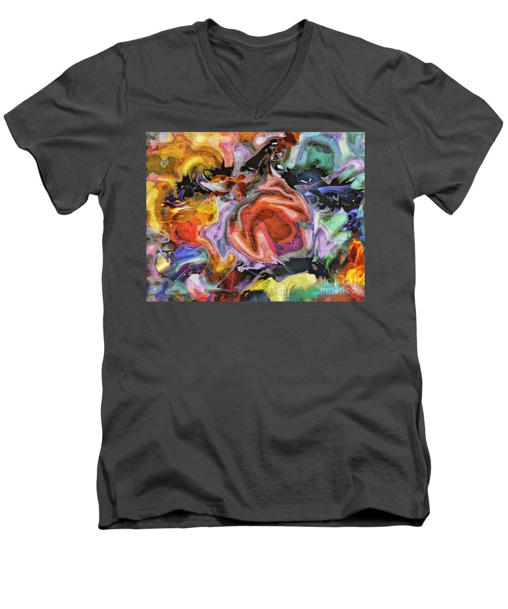 Abstract Art Men's V-Neck T-Shirt featuring the digital art Colors on the Move by Kathie Chicoine