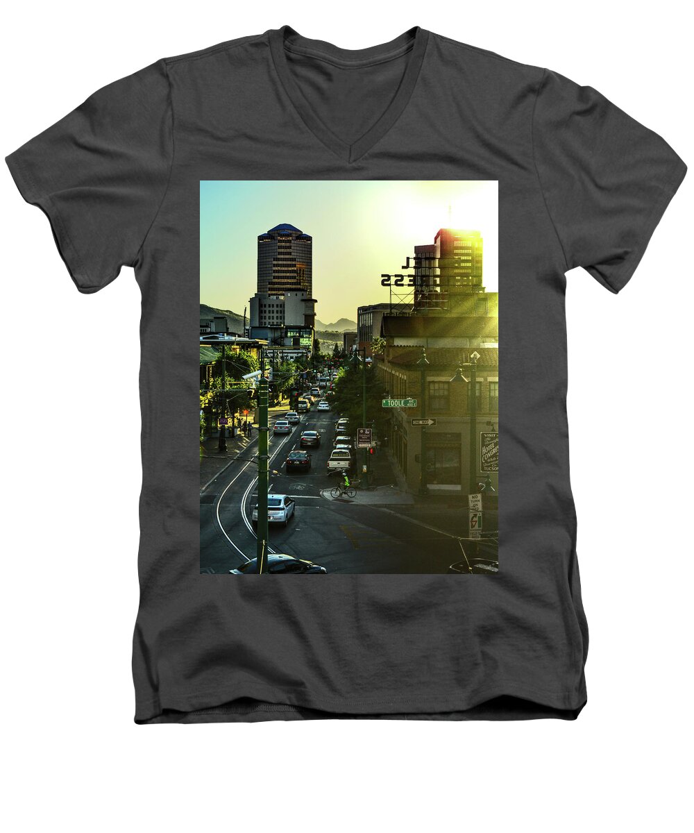 Tucson Men's V-Neck T-Shirt featuring the photograph Congress Street by Chance Kafka