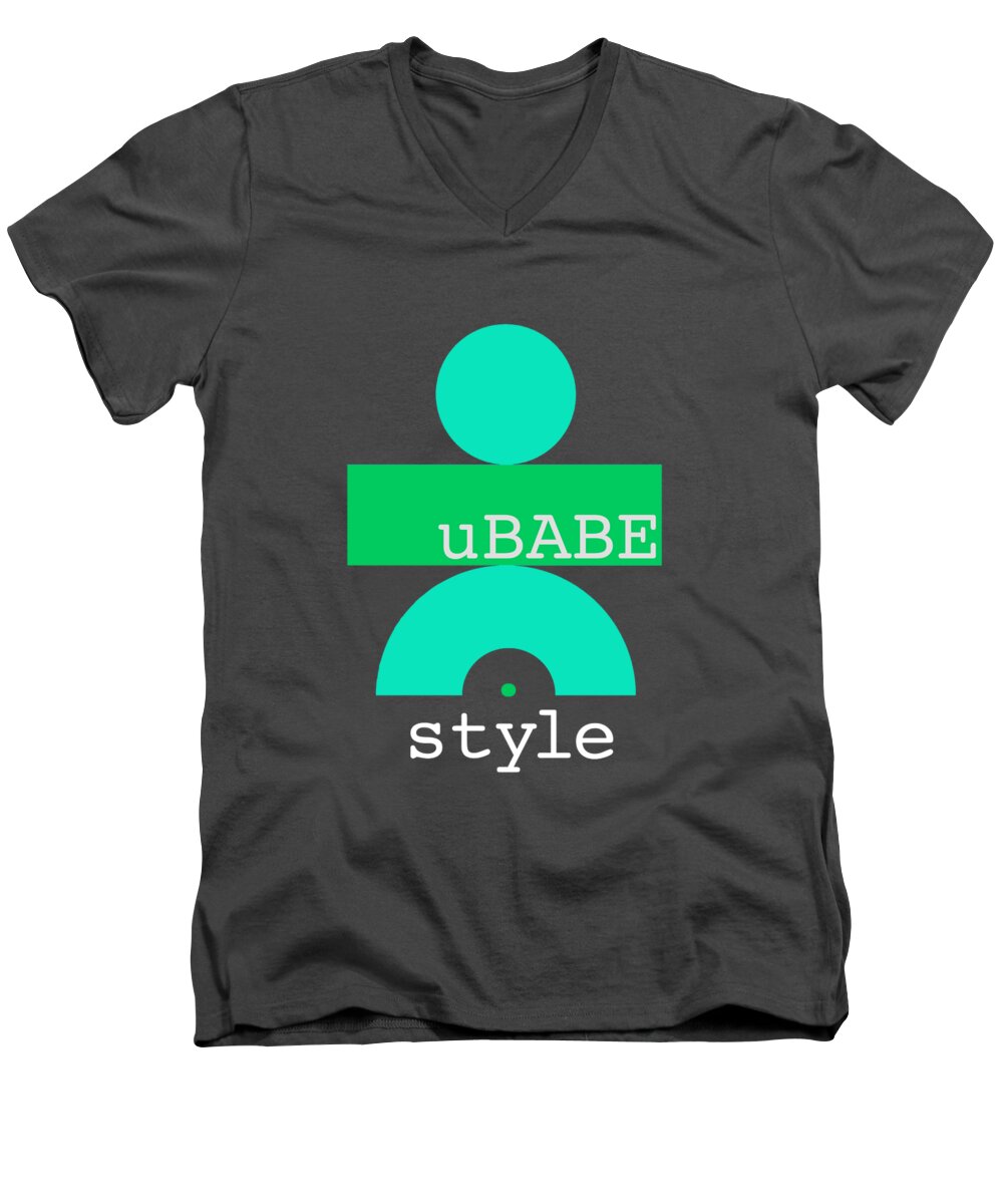 Cool Green Style Men's V-Neck T-Shirt featuring the digital art Cool Green Style by Ubabe Style