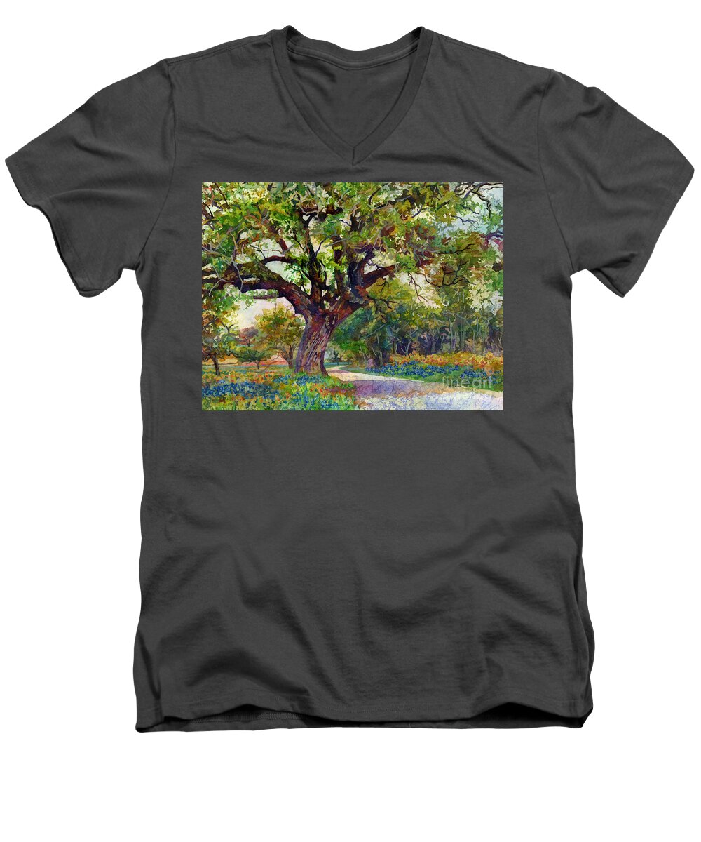 Country Men's V-Neck T-Shirt featuring the painting Country Lane by Hailey E Herrera