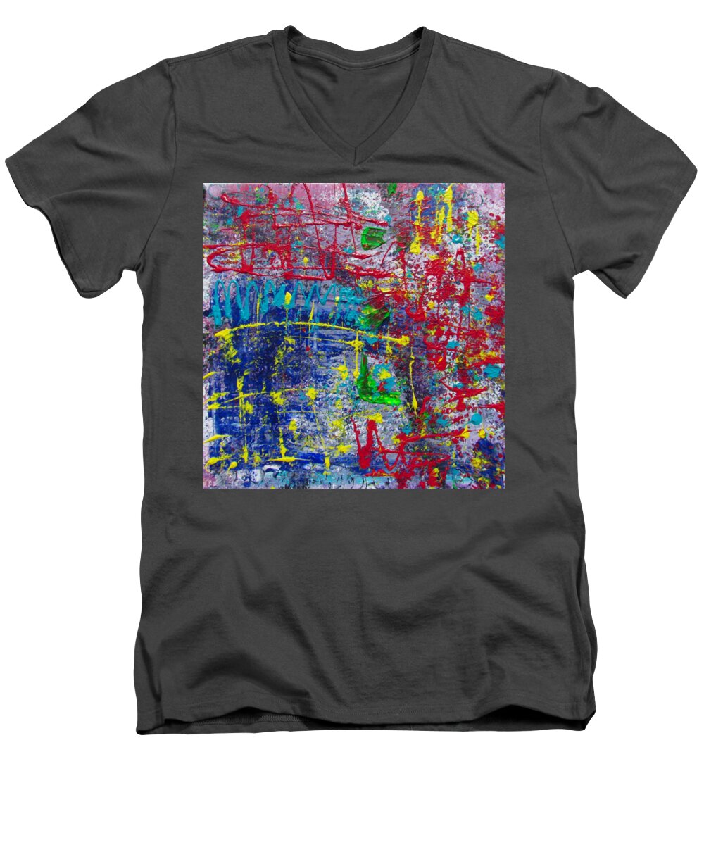Artist Men's V-Neck T-Shirt featuring the painting Crazy artist by Patricia Piotrak